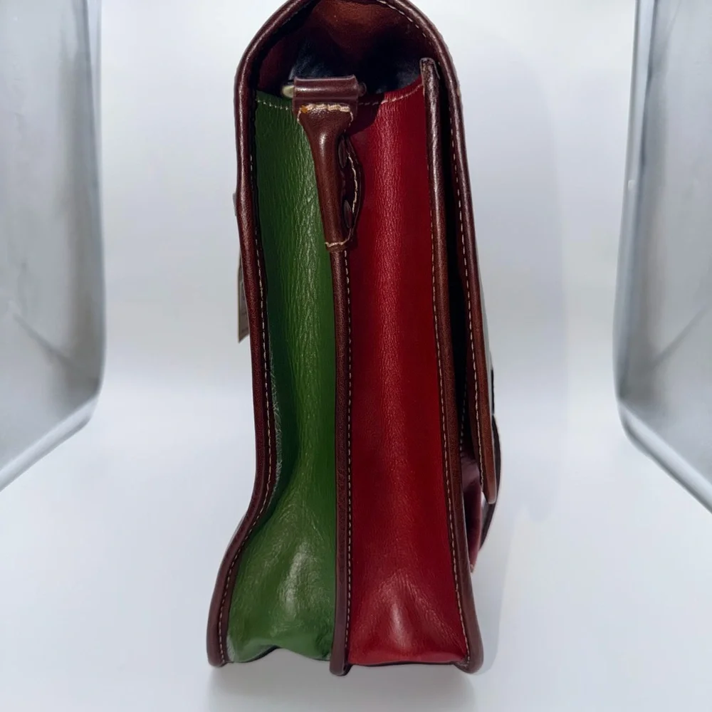 Venice Leather Italian Men's Bag - Red, Green, White